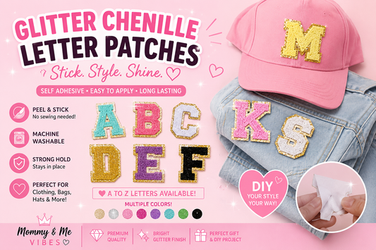 ✨ Glitter Chenille Letter Patches