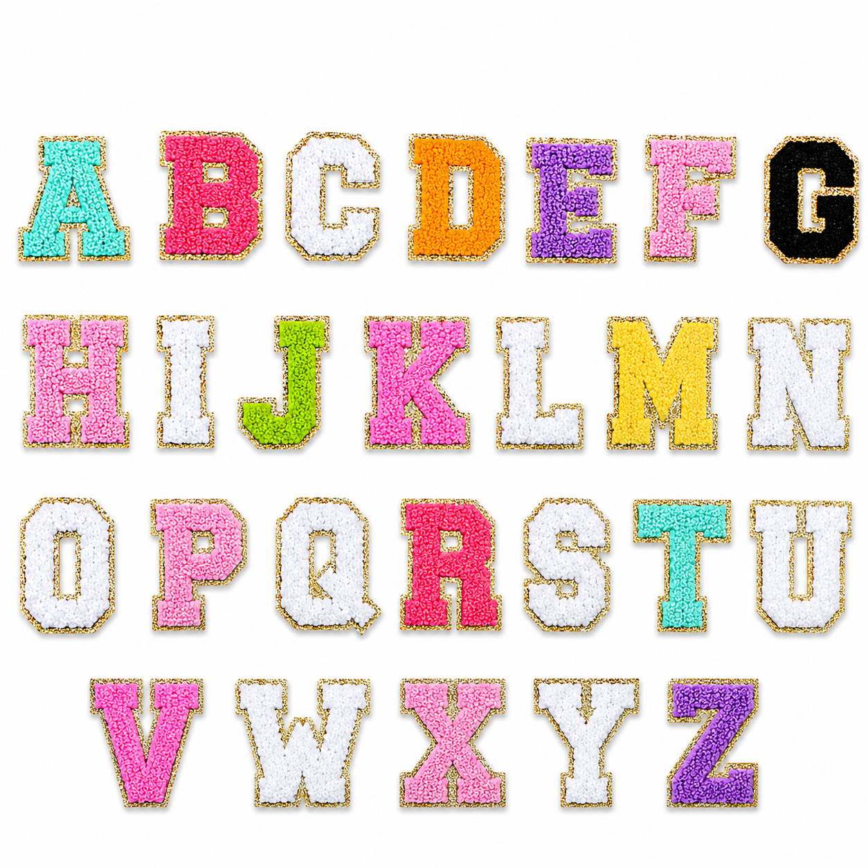 ✨ Glitter Chenille Letter Patches